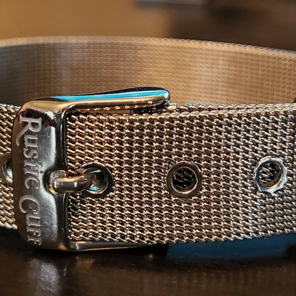 Rustic Cuff Silver Metal Mesh Buckle Bracelet